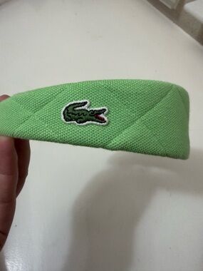 Lacoste Light Green Quilted Headband with Crocodile Patch